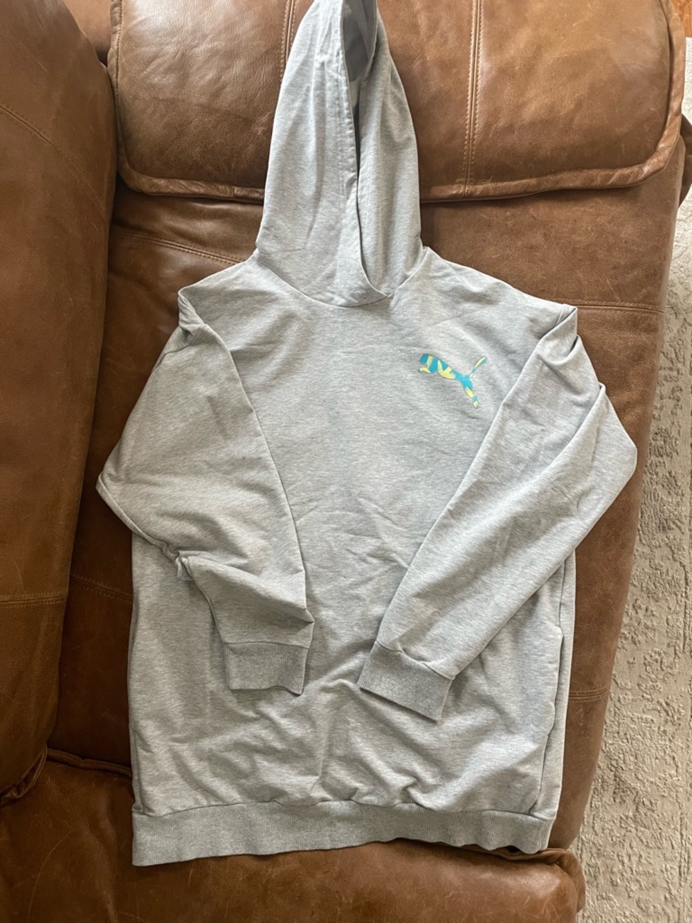 Puma Gray Hoodie with Neon Yellow Accent